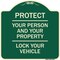 Signmission Protect Your Person & Your Property Lock Your Vehicle Heavy-Gauge Alum Sign, 18" x 18", G-1818-23232 A-DES-G-1818-23232 - alternate 1